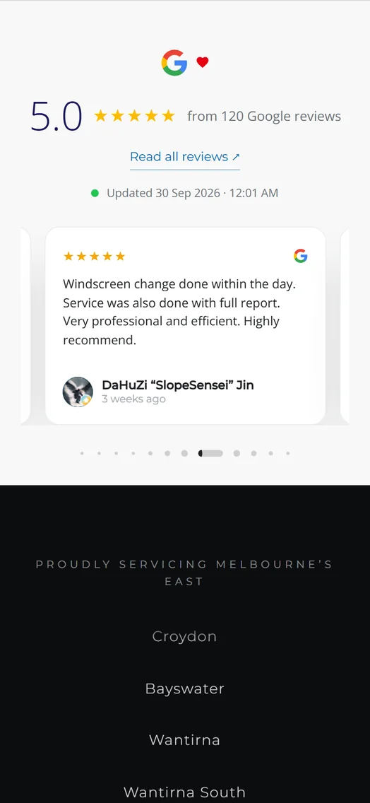 Google-recensioner på en telefon: 5.0 från 120 recensioner.